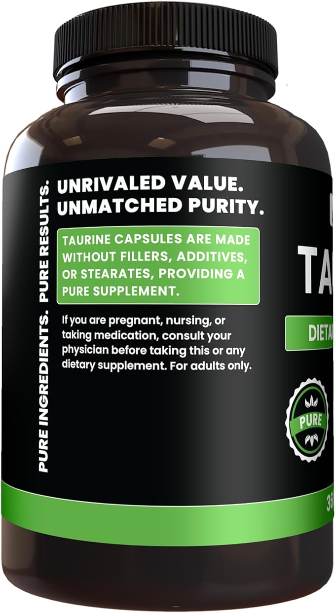 Pure Original Ingredients Taurine (365 Capsules) No Magnesium Or Rice Fillers Always Pure Lab Verified