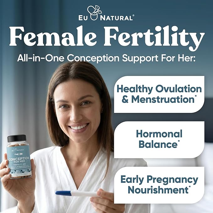 Eu Natural Conception for Her Fertility Supplements for Women - Ovulation Hormonal Balance &amp Regular Cycle Support - Myo-Inositol Folate Shatavari &amp Vitex - 60 Vegetarian Capsules