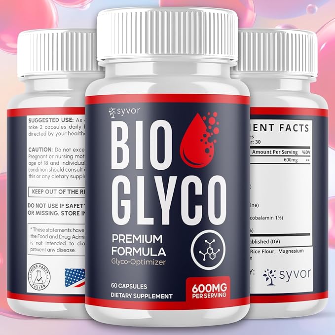 Bio Glyco Capsules Official BioGlyco Blood Health Support Pills with All Natural Ingredients Advanced Formula Blood Optimizer with Maximum Strength Premium Vitamins for Women &amp Men (60 Capsules)