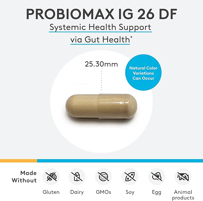 XYMOGEN ProbioMax IG 26 - Immunized Egg Powder &amp Bacillus Coagulans - Digestive Health Support - Vegetarian Gluten-Free &amp Non-GMO - 120 Capsules
