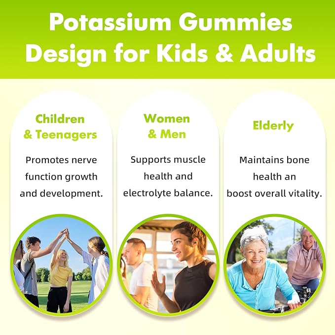 softbear Potassium Chloride Gummies 1200mg Sugar-Free Potassium Gummies for Adults Support Leg Cramps High Potency Potassium Chloride Supplement Pineapple Flavor 120 Count