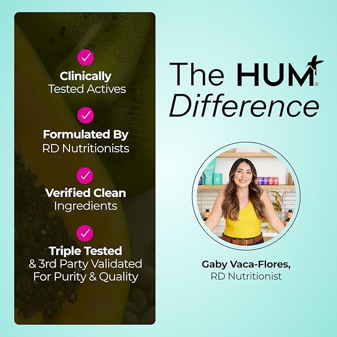 HUM Skin Squad Probiotics for Women and Men Skin Care Supplement for Clear Complexion &amp Gut Health Support Microbiome Prebiotic &amp Probiotic Supplement for Breakouts Digestive Health 60 Cap