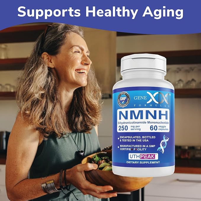 Genex Formulas 250mg NMNH (60 Capsules - 30 Servings) | Uthpeak™ NMNH (Dihydronicotinamide Mononucleotide) NAD+ Precursor for Healthy Aging - Non-GMO Gluten-Free Vegetarian