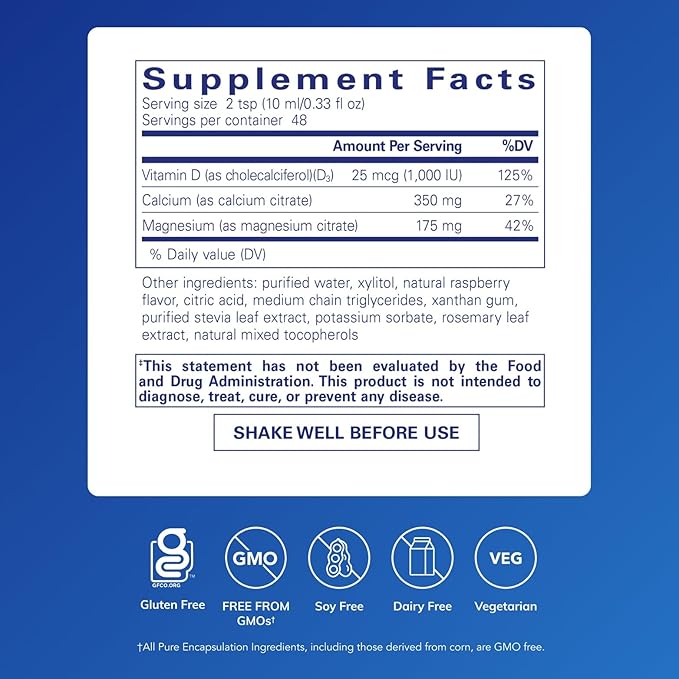 Pure Encapsulations Cal/Mag/D Liquid | Calcium Magnesium and Vitamin D in a Convenient Liquid Form | 16.2 fl. oz.