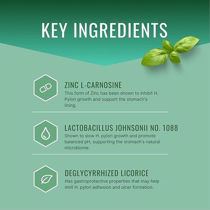Approved Science Pyloriprin - Advanced Digestive Support for A Healthy Stomach - Zinc L-Carnosine Probiotic Broccoli Sprout Deglycyrrhized Licorice - 60 Capsules - One Month Supply - Vegan