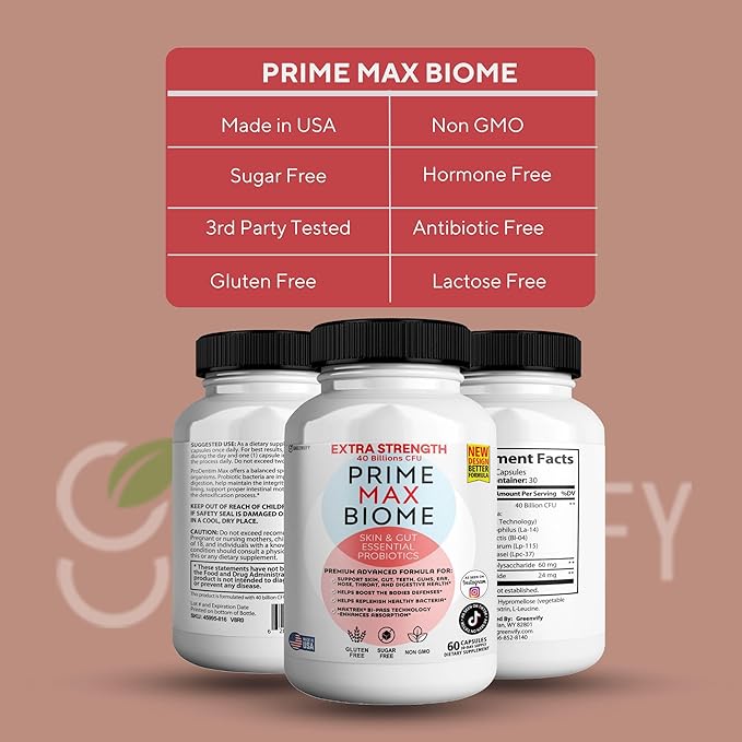 Probiotics 40 Billion CFU – Extra Strength Skin &amp Gut Support with MAKTrek® Bi-Pass Technology – 4 Strains + Prebiotics – Non-GMO Gluten-Free 60 Capsules (2)