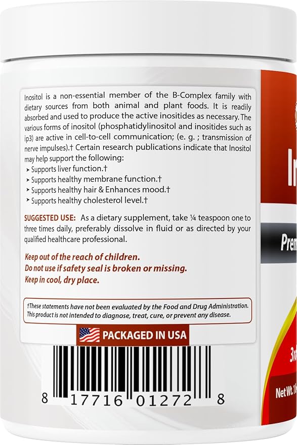 Best Naturals Pure inositol Powder (Vitamin B8) 1 Lb Supports Healthy Liver Function Promotes Cellular Detoxification &amp Supports Membrane Function