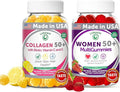 Lunakai USA Made Collagen &amp Multivitamin Gummies Bundle for Women 50+ – Supports Skin Hair Nail Joint Heart Bone &amp Immune Health – 60ct Each