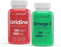 LongLifeNutri Uridine Monophosphate 300 mg &amp Omega-3 Fish Oil 1000 mg Bundle – 120 + 120 Softgels/Veg Caps 4 &amp 4 Month Supplies Nucleotide &amp Essential Fatty Acid Support GMP Certified