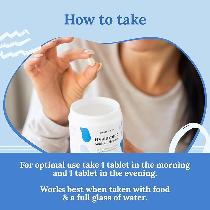 CorneaCare High Absorption Hyaluronic Acid | Hyaluronic Acid Supplements | Hydration Tablets | Anti Aging Supplement | Eye Vitamins | Eye Supplements | 120 Softgels