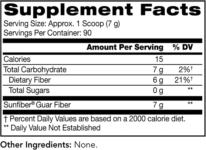 Tomorrow's Nutrition Sunfiber Prebiotic Fiber Supplement for Digestive Health Low FODMAP Gluten-Free Unflavored 90 Servings