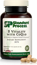Standard Process B Vitality with Coq10 - Cellular Health Supplement with Biotin Vitamin B12 &amp Folate - Vegan Gluten-Free &amp Non-Dairy - 90 Capsules (30 Servings)