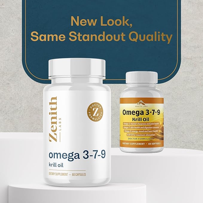 Zenith Labs Omega 379 with Krill - Combines EPA DHA Omega-7 and Omega-9 - Includes Krill Oil for Max Absorption