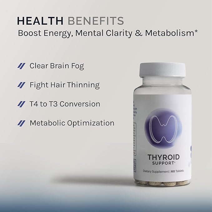 InfiniWell Thyroid Support Complex - Targeted Thyroid Supplement - Promote Hormone Signaling Metabolic Health &amp Mitochondrial Energy Production - with Iodine Selenium &amp More (60 Tablets)