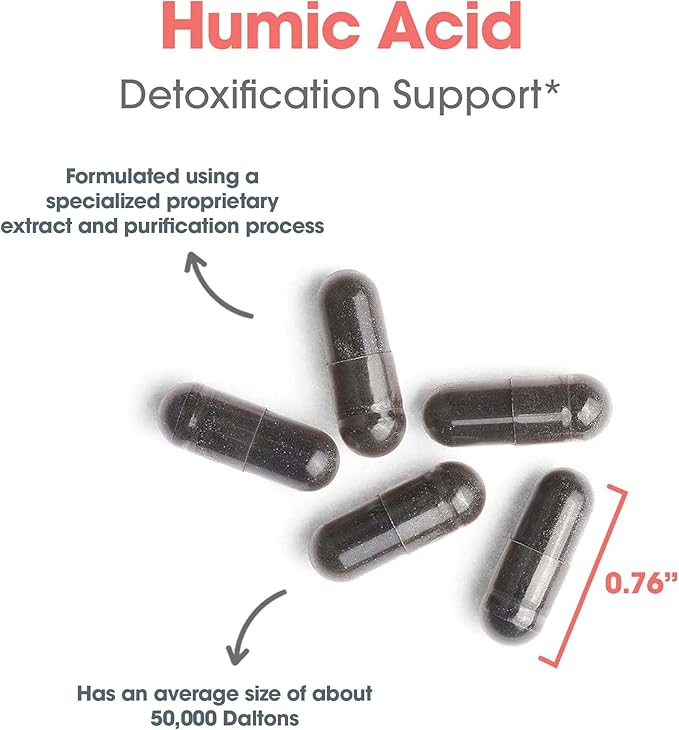 Allergy Research Group Humic Acid - Delivers 750 mg Humic Acid - Supports Detoxification &amp Immune Response - Membrane Active Formula - 30 Servings - 60 Capsules