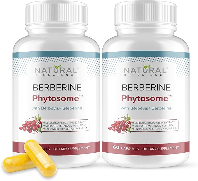 Berberine Phytosome with Berbevis 550mg Enhanced Absorption Supplement for Metabolic Support &amp Heart Health Highly Bioavailable Berberine Complex Gluten-Free Non-GMO 120 Vegetarian Capsules