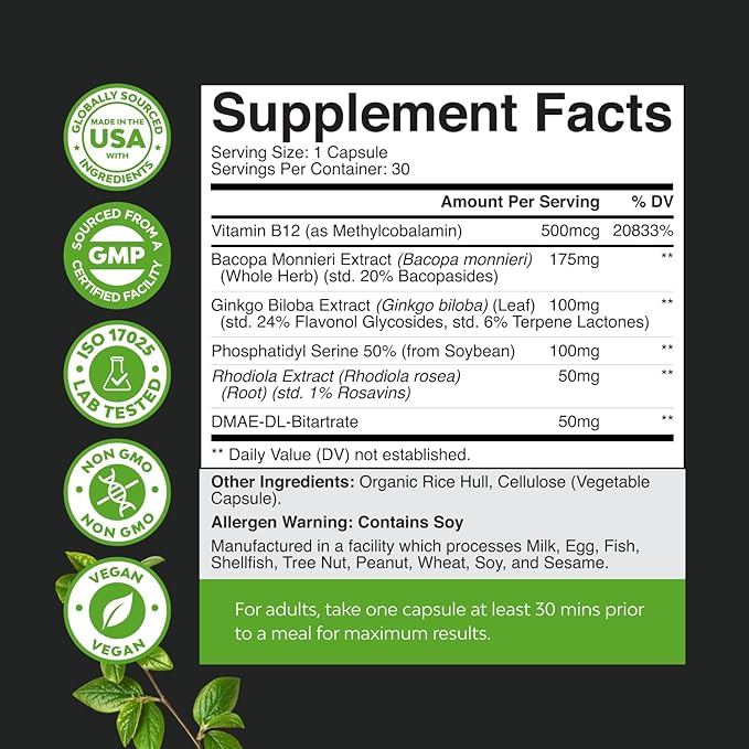 Bundle of Nootropic Memory Supplement for Brain Support - Memory Pills for Brain Boost and Natural Energy Booster Sam-E 200mg Mood Support Supplement for Brain Support and Liver Detox Cleanse