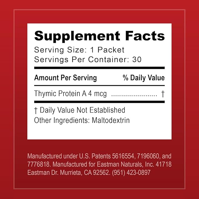 Thymic Protein A Powder Packets (4 McG TPA) – Immune System Support Supplement - All Natural Non-GMO Formula - 30 Packets