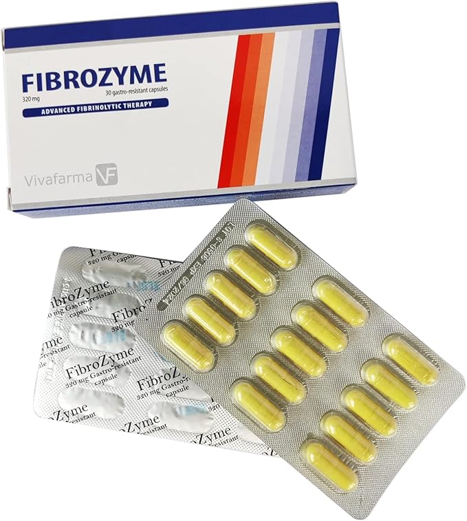 FIBROZYME 320 mg Gastro-Resistant Capsules | Powerful Proteolytic Enzyme Supplement | Supports Joint Muscle &amp Tissue Health | Serrazimes Bromelain &amp Quercetin Blend | 30-60 Day Supply