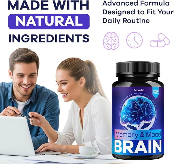 (2 Pack) Memory Mood and Brain Capsules - Official Daily Support Brain Health Supplement Pills Advanced Formula Memory &amp Mood Brain &amp Memory Focus Reviews 120 Capsules for 2 Months