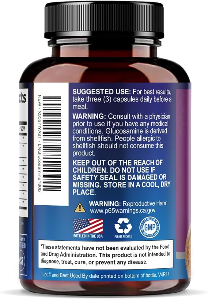 Glucosamine Chondroitin MSM Complex - 3X Strength Joint Support Supplement with Glucosamine Sulfate Turmeric Boswellia - For Cartilage Mobility &amp Flexibility - Bottled in USA - 180 Capsules