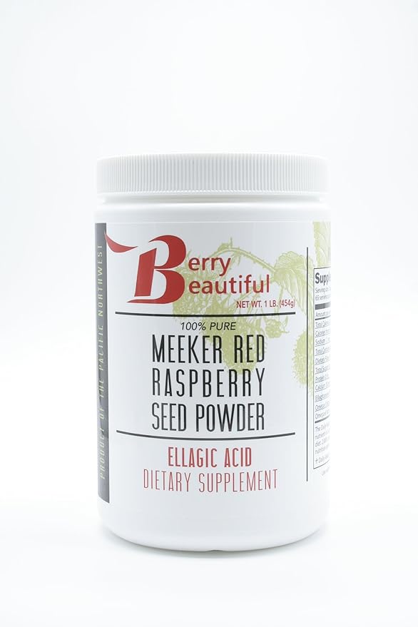 Berry Beautiful Meeker Red Raspberry Seed Powder - Natural Source of Ellagic Acid and Fiber - Locally Milled from US-Grown Raspberry Seeds - 1 lb / 454 g