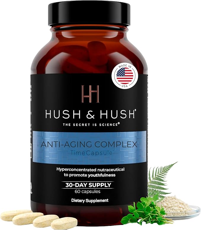 Hush &amp Hush Beauty Multivitamin for Women – Marine Collagen Hyaluronic Acid Vitamin C &amp B12 for Skin Glow &amp Energy – Clinically Proven Anti-Aging Supplement with Zinc &amp Antioxidants