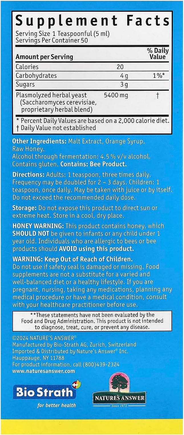 Bio-Strath Original Fermented Herbal Yeast Postbiotic 8.4 oz (250 ml)