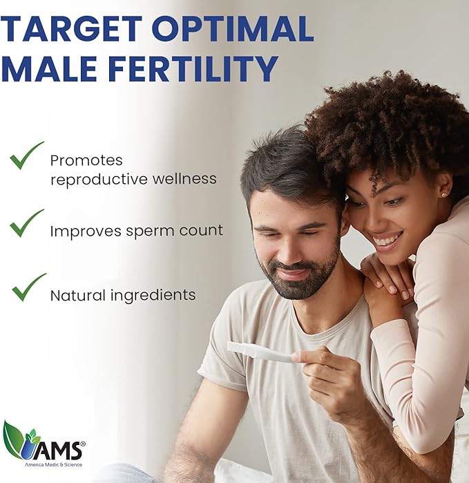 America Medic &amp Science Sperm Count Max (60 Capsules) | Male Fertility Supplement | Enhances Sperm Count and Reproductive Health | Prenatal Vitamins for Men | with Zinc CoQ10 Vitamin C B2 and