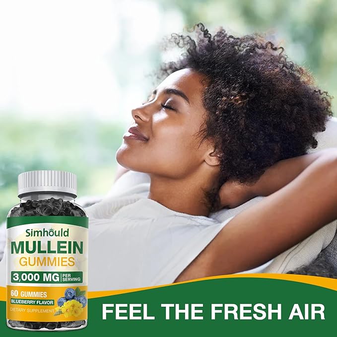2 Pack Sugar Free 3000MG Mullein Gummies - Lung Cleanse Mullein Leaf Extract Supplement for Respiratory Organic Mullein Drops with Quercetin &amp Bromelain for Lung Digestive Health &amp Immune