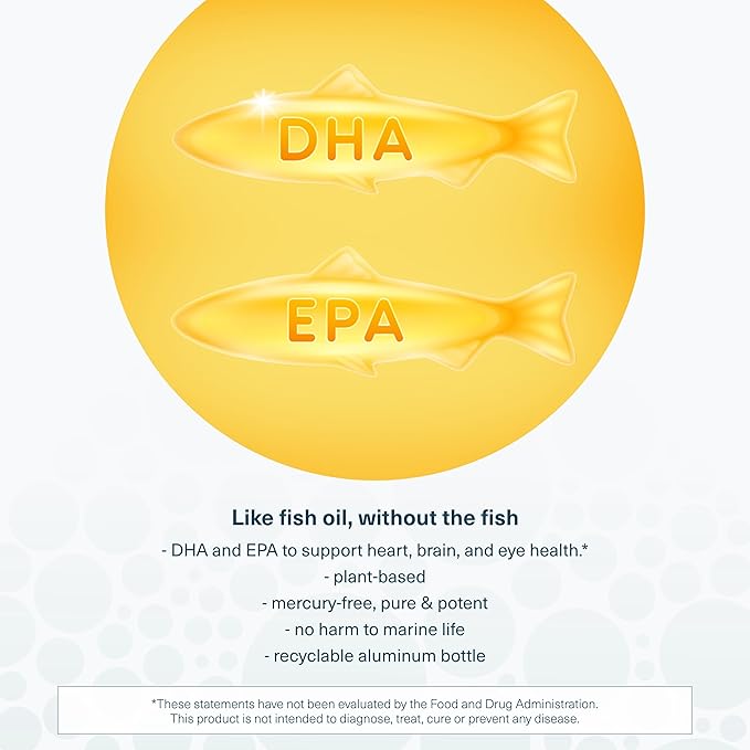 Youtheory Ocean-Friendly Omega - Vegan Algae Omega 3 Softgel - with EPA &amp DHA - Heart Eye &amp Brain Health - Recyclable Aluminum Container - Gluten Soy &amp Dairy Free - 60 Softgels (Pack of