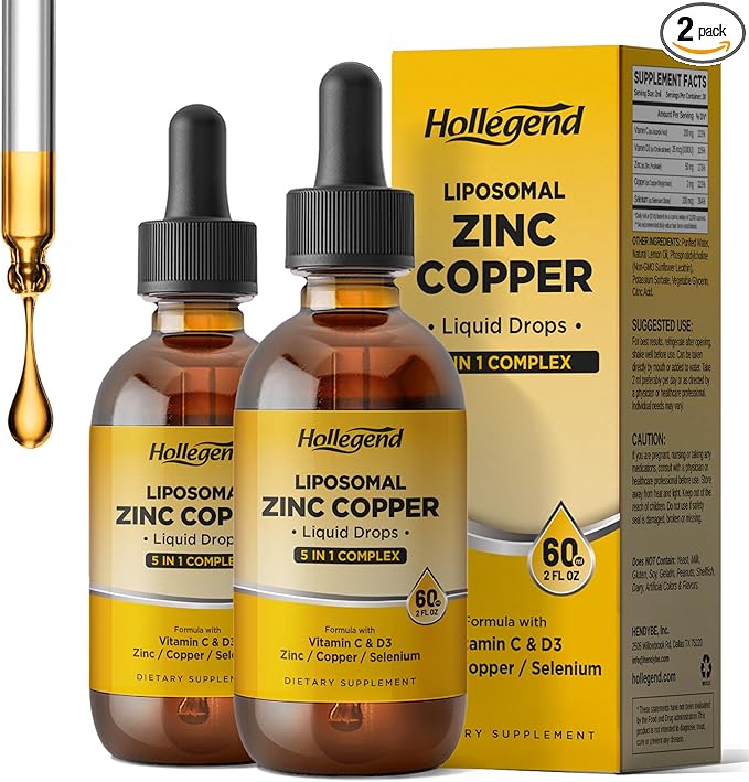 Liposomal Zinc Copper Liquid Drops 50mg Zinc Picolinate with Copper Selenium Vitamin C&ampD3 for Immune &amp Thyroid Support Fast-Absorbing Mineral Supplements for Men &amp Women Blueberry 4