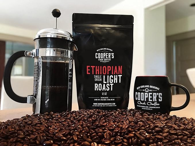 Ethiopian Bold Light Roast Grade 1 Ground Coffee Natural Dry Processed Single Origin Intense Bright Bold &amp Aromatic Coffee Gourmet Coffee - 12 oz Bag