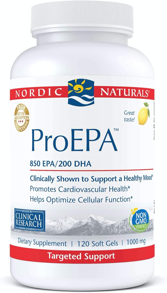 Nordic Naturals ProEPA Lemon - 120 Soft Gels - 1210 mg Omega-3 - High-Intensity EPA Formula for Healthy Mood Heart Health &amp Cellular Function - Non-GMO - 60 Servings