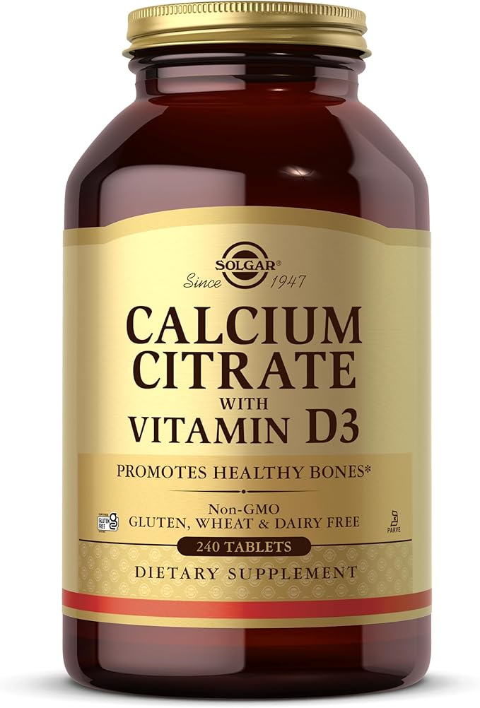 Solgar Calcium Citrate with Vitamin D3 240 Tablets - Promotes Healthy Bones &amp Teeth Supports Musculoskeletal &amp Nervous Systems - Non-GMO Gluten-Free Dairy Free Kosher - 60 Servings