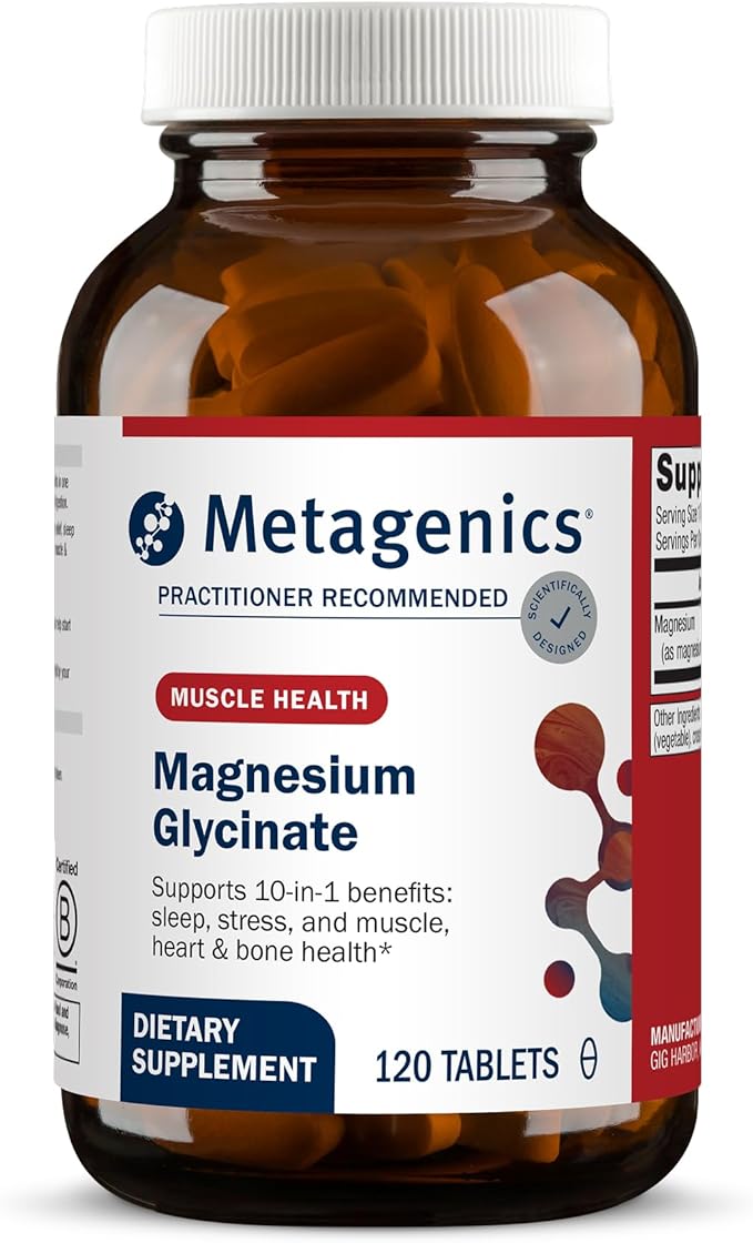 Metagenics Magnesium Glycinate - Highly Absorbable Magnesium Supplement for Sleep Stress Relief &amp Muscle Relaxation* - Supports Bone Heart &amp Nerve Health* - Non-GMO Gluten-Free - 120 Tablet