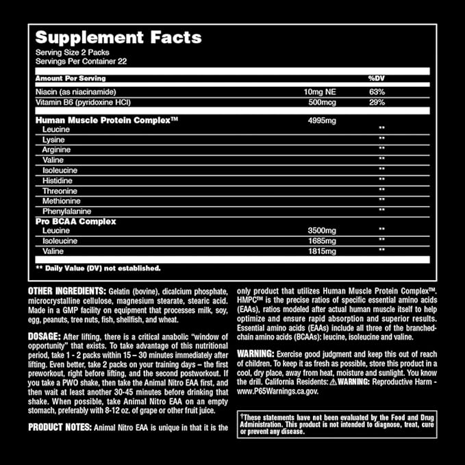 Animal Nitro 44 Packs Essential Amino Acids and BCAA Greens 30 Count Chlorophyll Antioxidant Immune Support