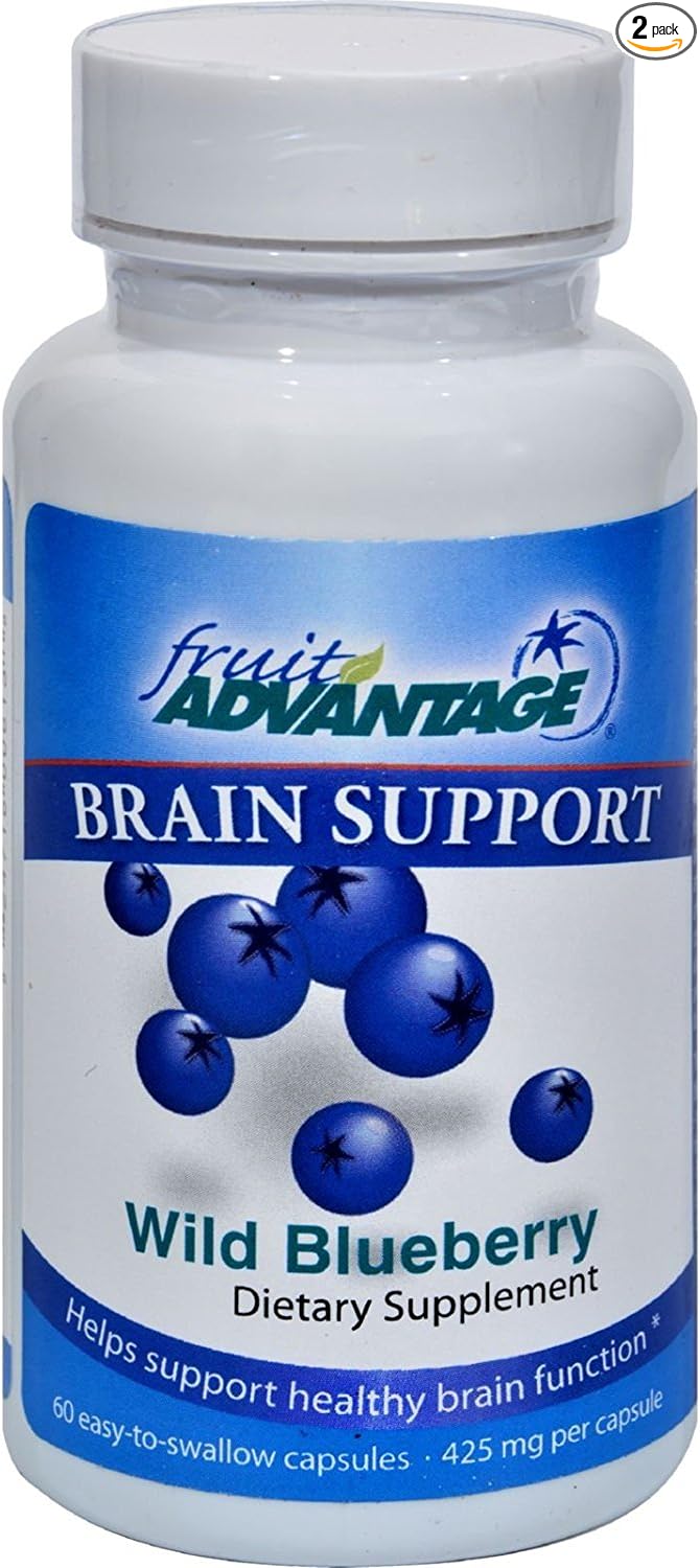 Wild Blueberry Dietary Supplement (2-Pack) All Natural Brain Support Antioxidant : 60 Vegetarian Capsules 425 mg