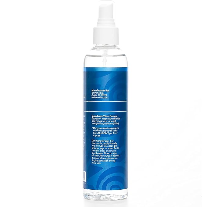 Ancient Minerals Ultra Magnesium Oil Spray Bottle of Pure Genuine Zechstein Magnesium Chloride - Topical Skin Application (8oz)