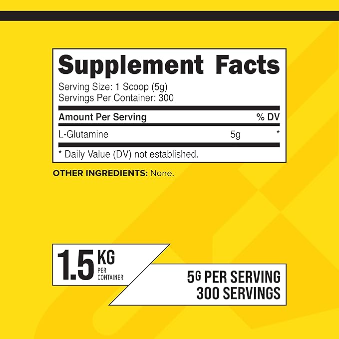 Primaforce L-Glutamine Powder 1500 Grams (1.5 KG) Unflavored - Pure L-Glutamine Powder 5g per Serving GMO-Free Gluten-Free 300 Servings