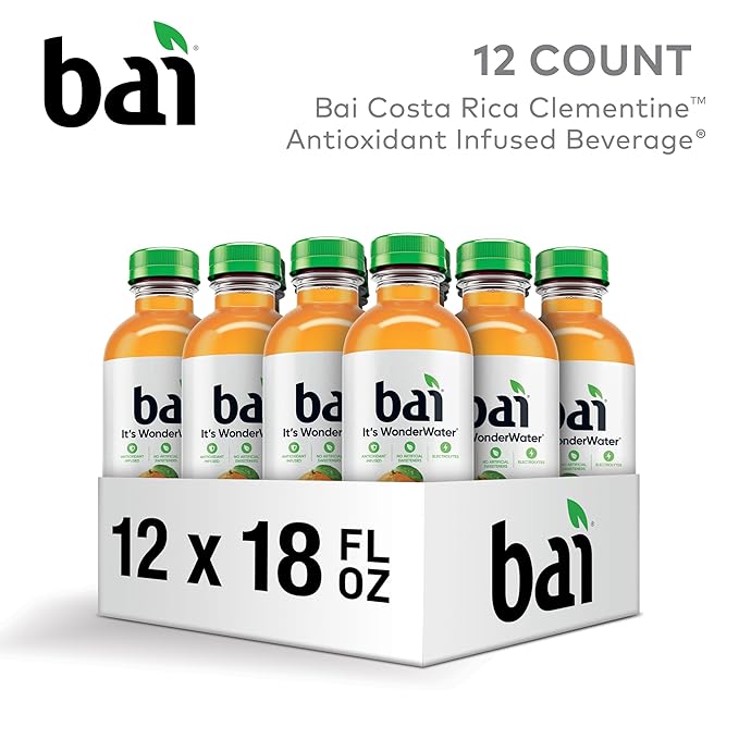 Bai Antioxidant Infused Water Beverage Costa Rica Clementine with Vitamin C and No Artificial Sweeteners 18 Fluid Ounce Bottle 12 Pack
