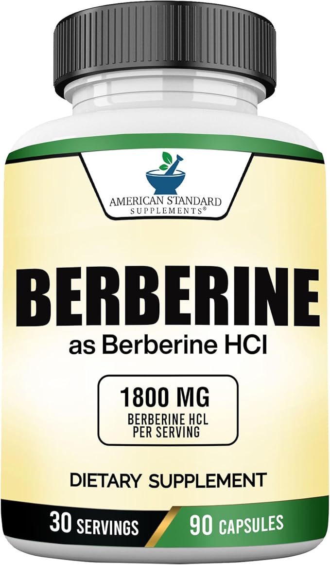American Standard Supplements Berberine Capsules 1800mg Per Serving 90 Veggie Capsules