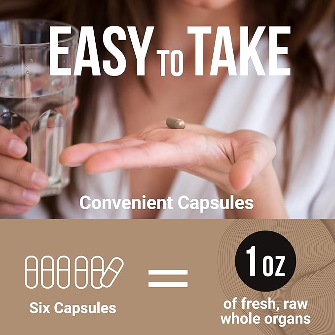 Beef Organ Supplement | 9-Organ Complex from Grass-Fed New Zealand Cattle | Whole-Food Multivitamin Alternative for Energy Digestion Immune &amp Brain Support | 30 Day Supply