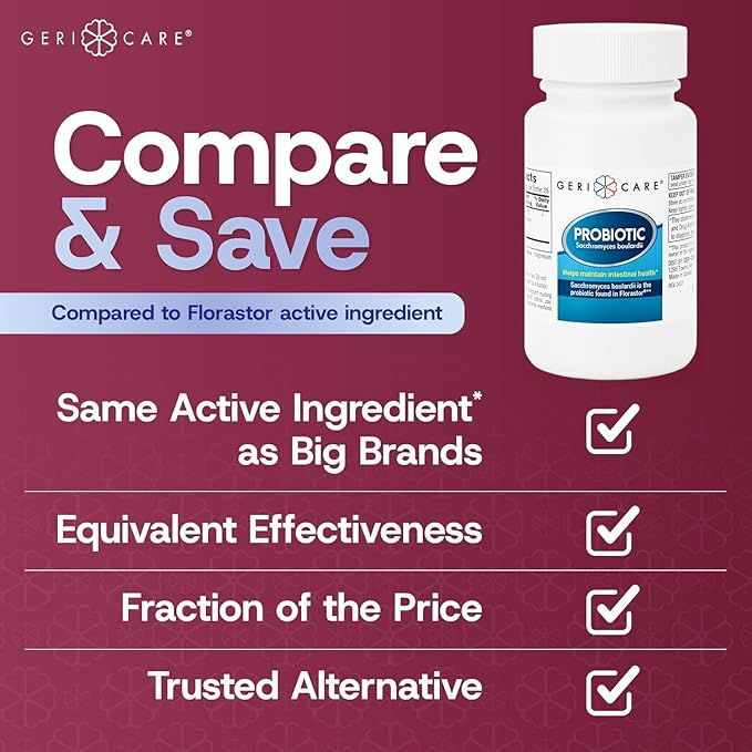 S. Boulardii Probiotic Saccharomyces Boulardii - Probiotics for Digestive Health for Women &amp Men - 500mg - Compare to The Active Ingredient in Florastor Probiotic Gut Formula (50 Capsules) (12 Pac