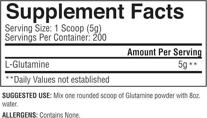 Gaspari Nutrition Glutamine Pure L-Glutamine Powder Perfect Pre Workout Post Workout and Recovery Micronized Glutamine Powder (200 Servings Unflavored)