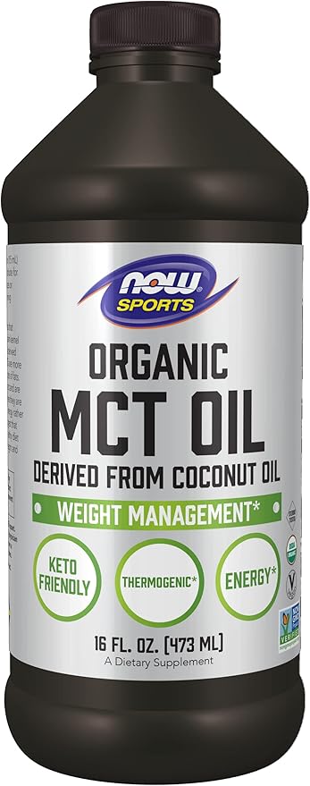 NOW Sports Nutrition Organic MCT (Medium-chain triglycerides) Oil (in Plastic) 16-Ounce
