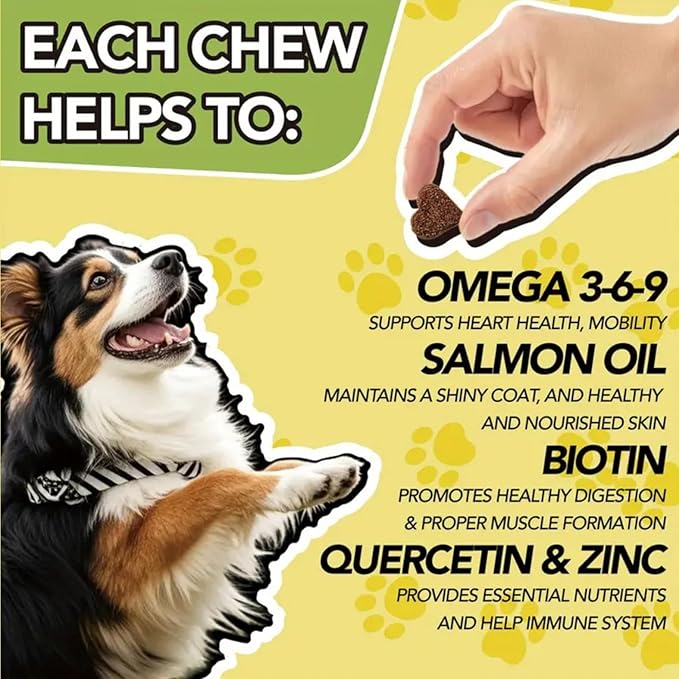 Omega 3 Dog Chews with Salmon Oil Biotin &amp Vitamin E White/Orange 120 Soft Chews 2 Bottles for Skin &amp Coat Support