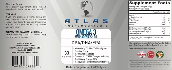 Menhaden Fish Oil-Omega 3-60 Softgels