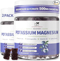 2 Pack Potassium Magnesium Gummies Sugar-Free Potassium Gummies with Magnesium Glycinate 500mg Chewable Potassium Magnesium Supplements with Calcium Zinc &amp Vitamins to Support Leg Muscle Relaxat