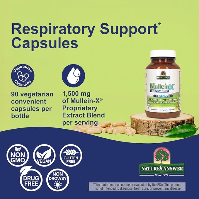 Nature's Answer MulleinX® Respiratory NAC &amp Zinc 90 Vegetarian Capsules